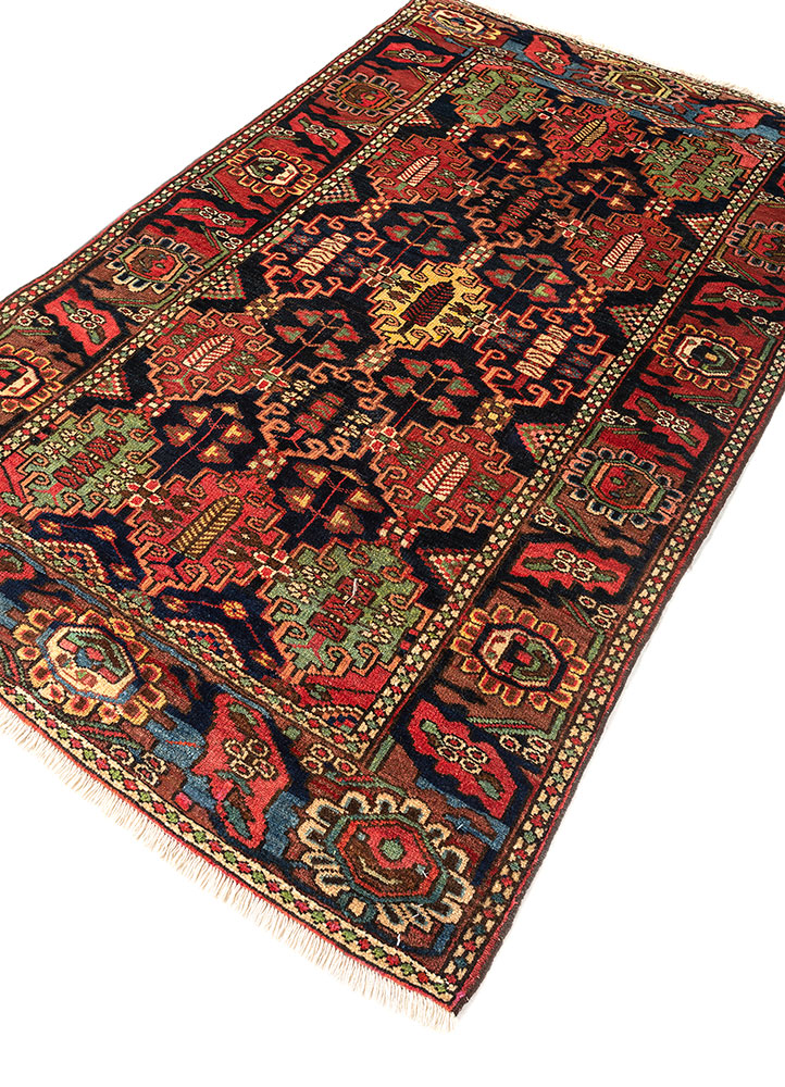 aalam blue wool hand knotted Rug - FloorShot