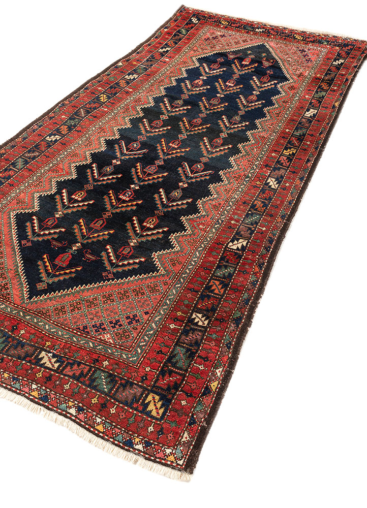 aalam blue wool hand knotted Rug - FloorShot