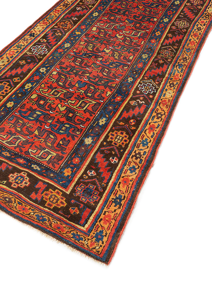 kiaan red and orange wool hand knotted Rug - FloorShot