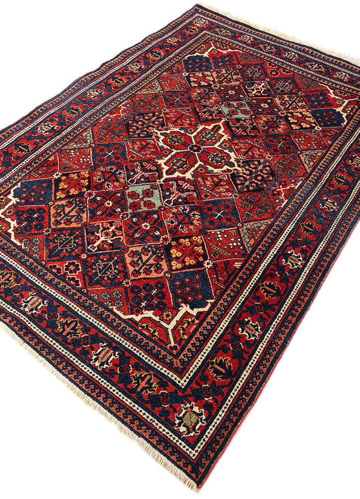 aalam red and orange wool hand knotted Rug - FloorShot