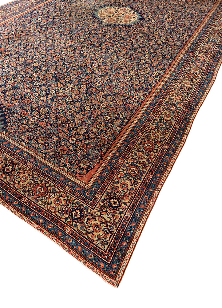 aalam blue wool hand knotted Rug - FloorShot