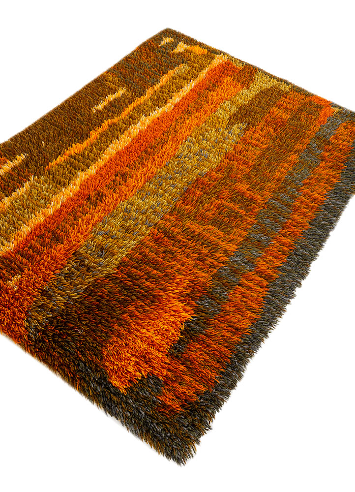 zuri red and orange wool hand knotted Rug - FloorShot