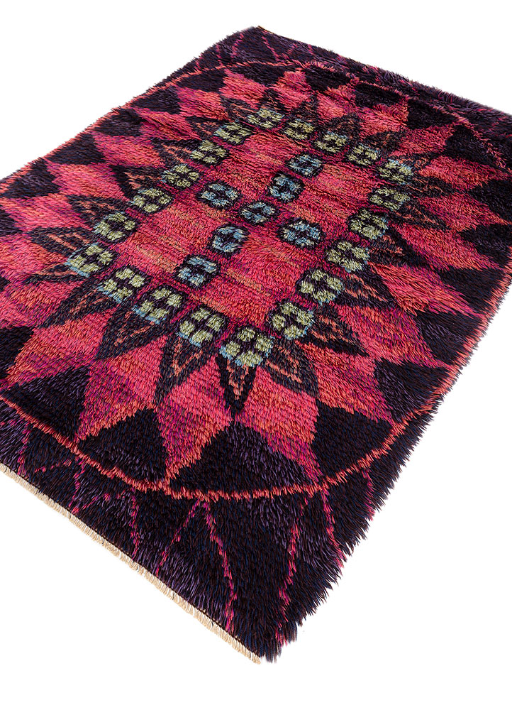 zuri pink and purple wool hand knotted Rug - FloorShot