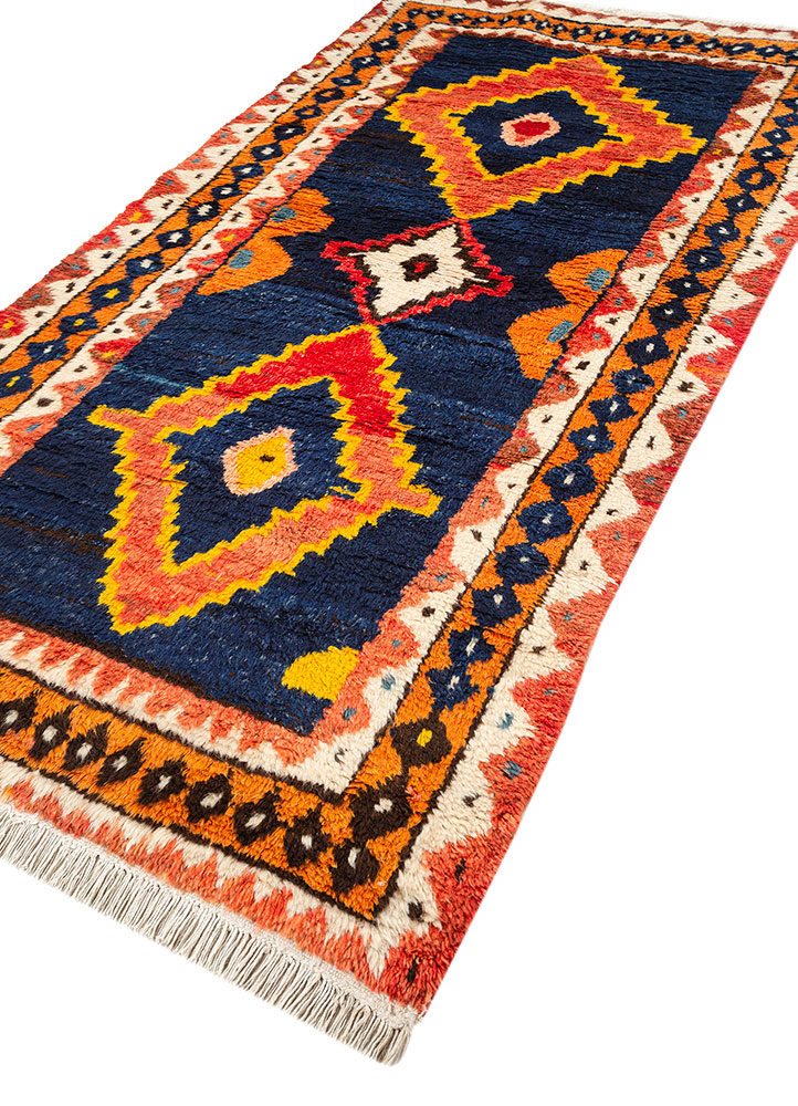 nuray blue wool hand knotted Rug - FloorShot