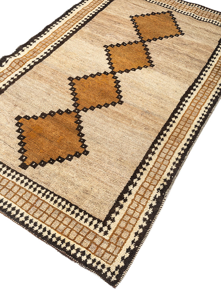 kiaan beige and brown wool hand knotted Rug - FloorShot