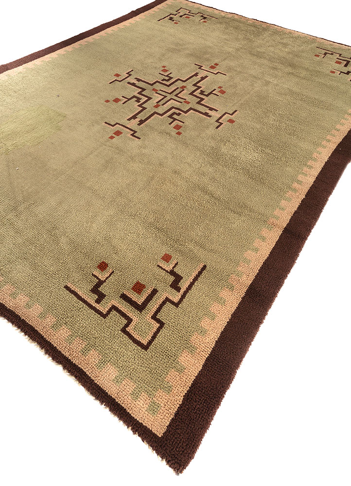 nuray green wool hand knotted Rug - FloorShot