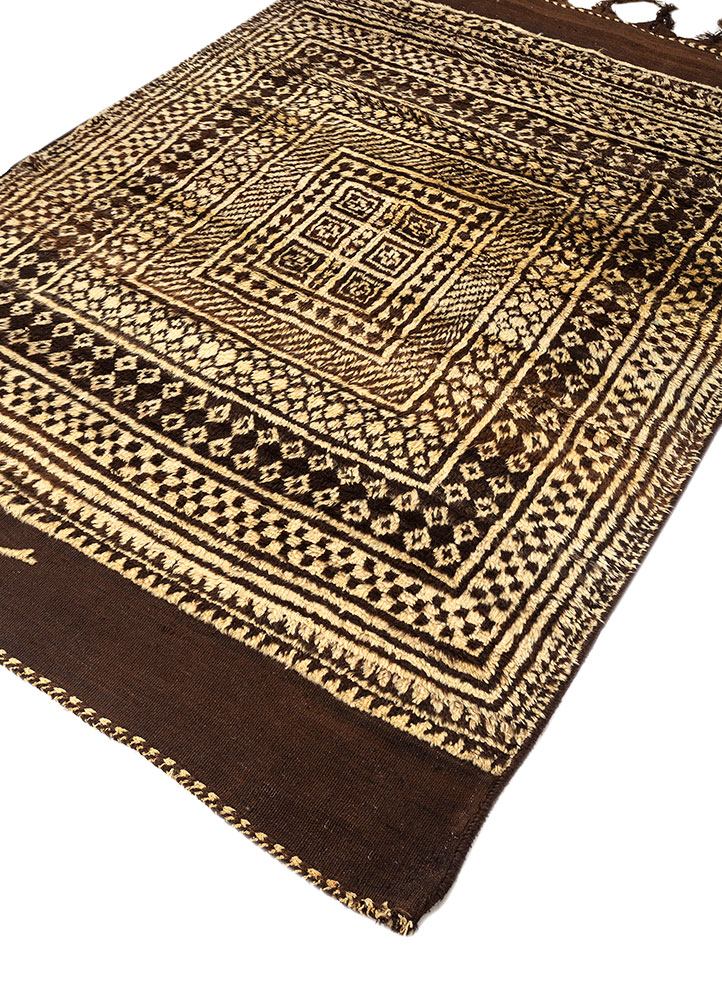 zuri beige and brown wool hand knotted Rug - FloorShot
