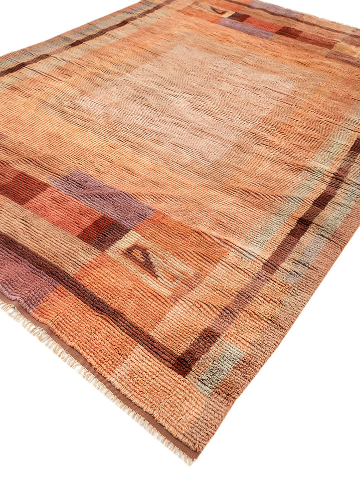zuri red and orange wool hand knotted Rug - FloorShot