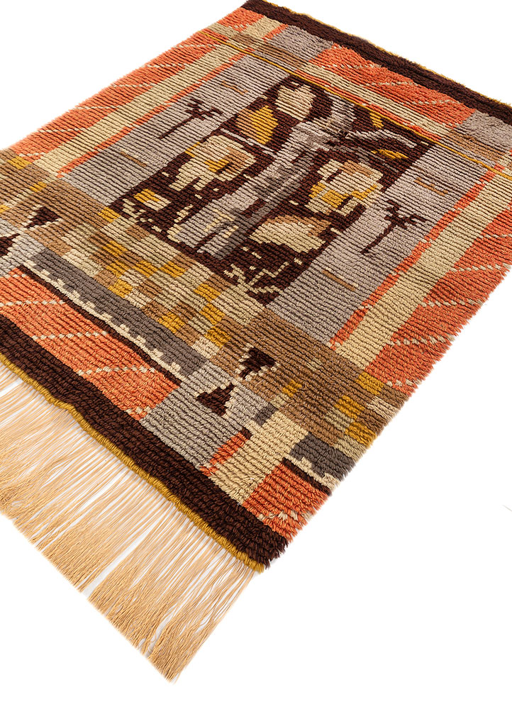 zuri beige and brown wool hand knotted Rug - FloorShot