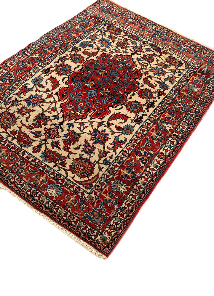 aalam red and orange wool hand knotted Rug - FloorShot