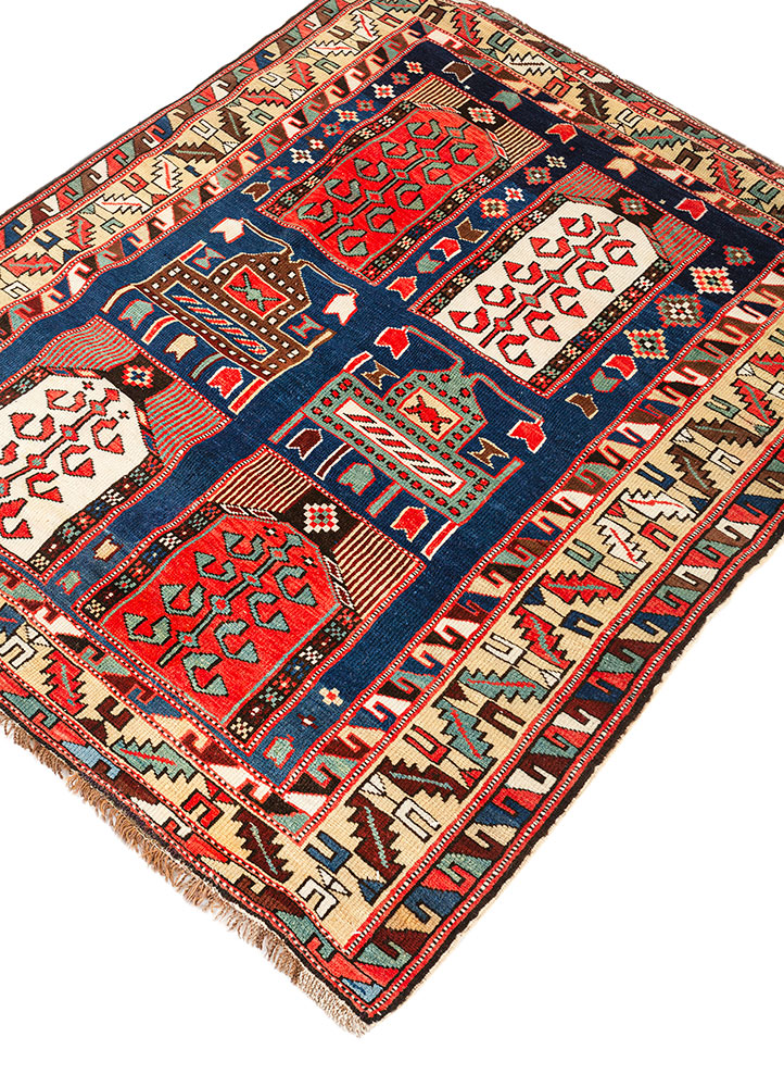 kiaan blue wool hand knotted Rug - FloorShot