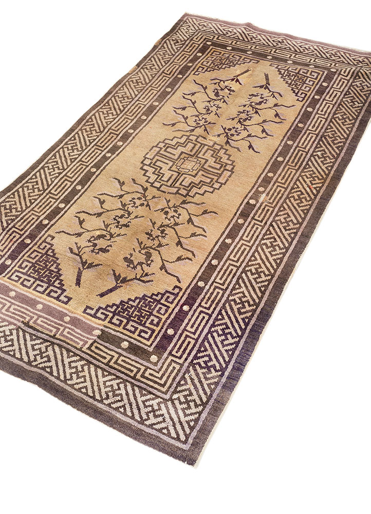 pechino beige and brown wool hand knotted Rug - FloorShot
