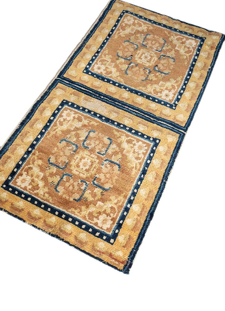 pechino beige and brown wool hand knotted Rug - FloorShot