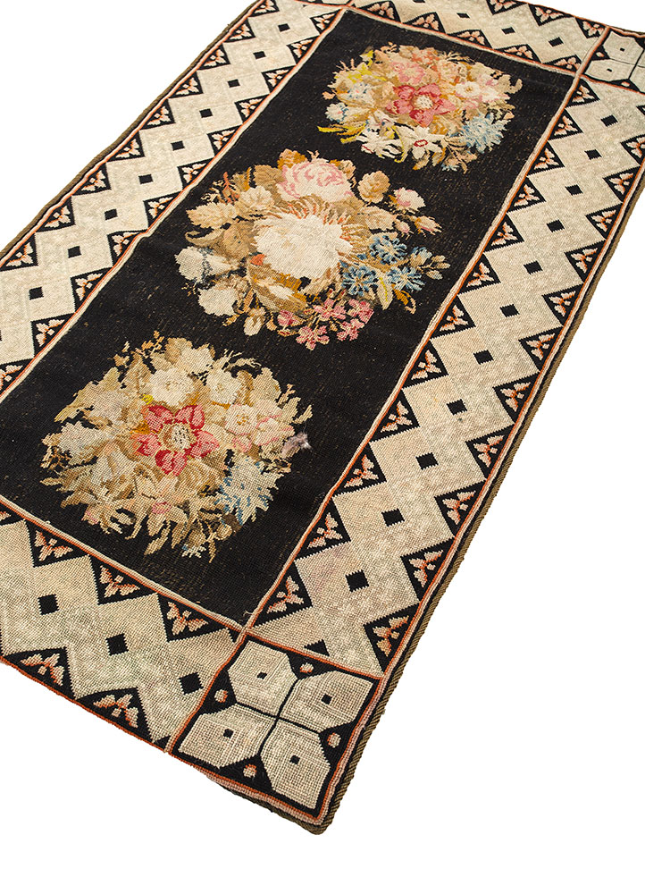 pechino grey and black wool hand knotted Rug - FloorShot