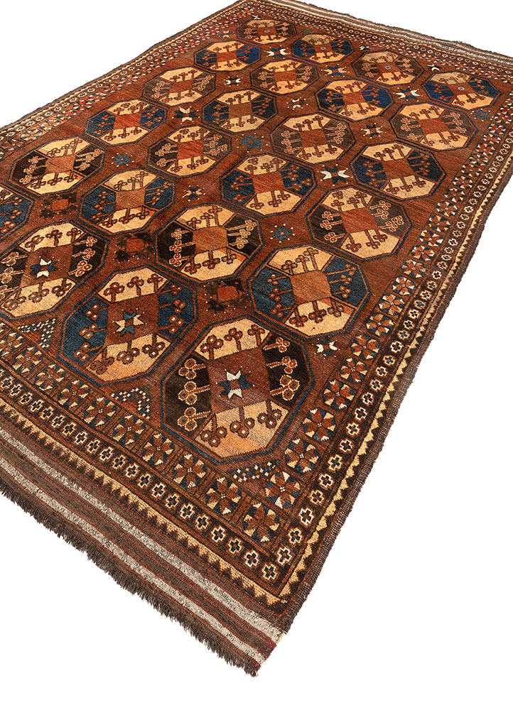 kiaan red and orange wool hand knotted Rug - FloorShot