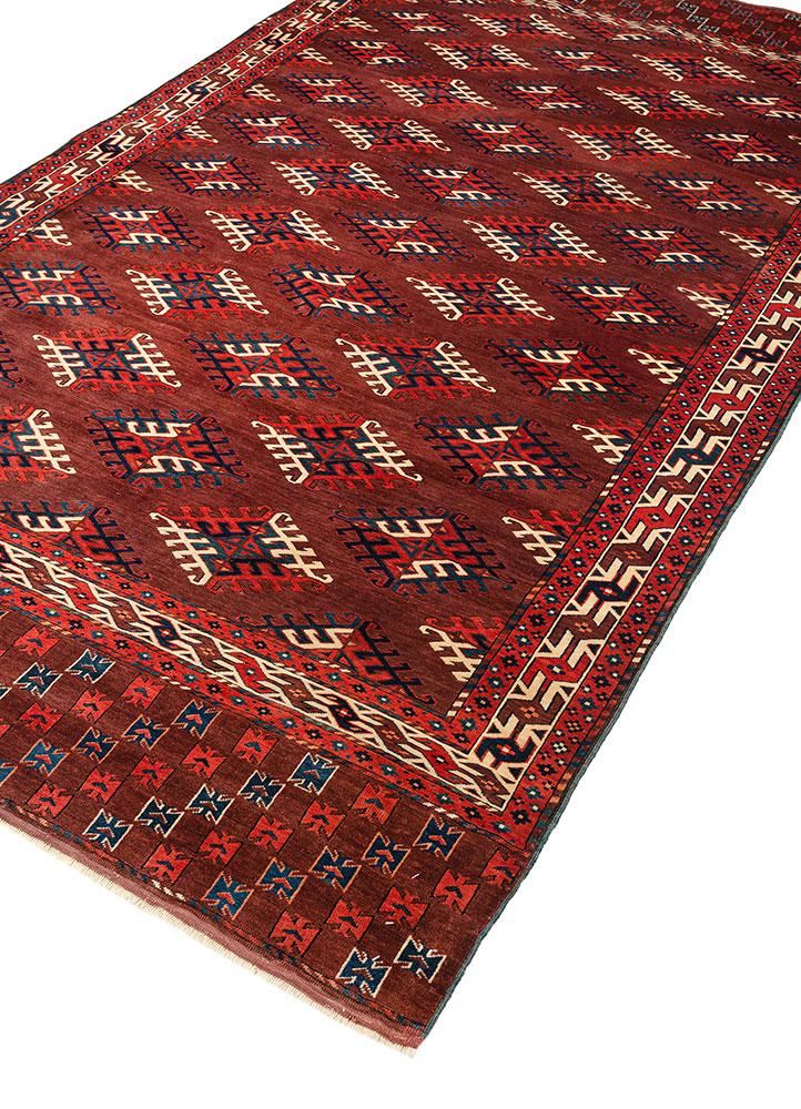 kiaan red and orange wool hand knotted Rug - FloorShot