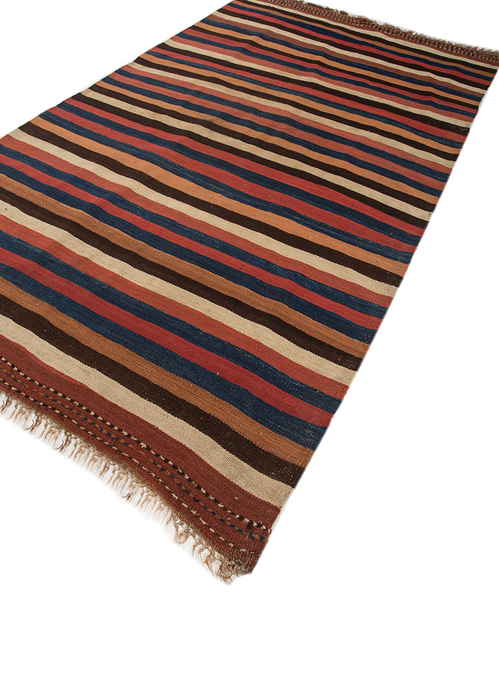 nayaab blue wool flat weaves Rug - FloorShot