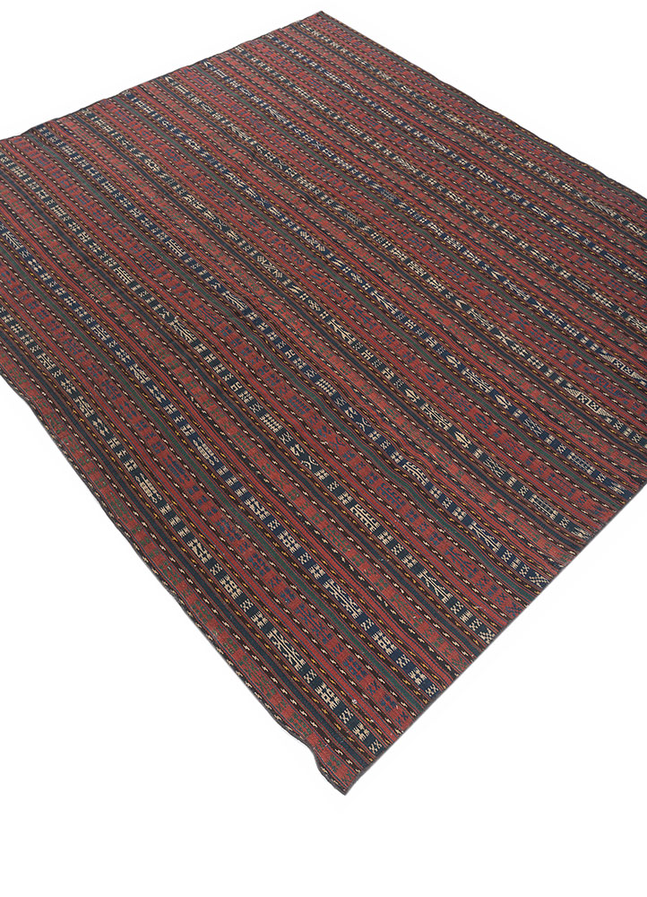 nayaab pink and purple wool flat weaves Rug - FloorShot