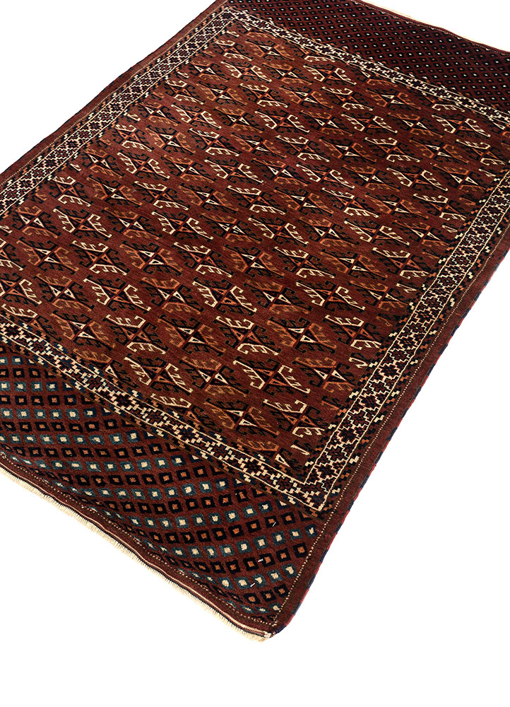 kiaan red and orange wool hand knotted Rug - FloorShot