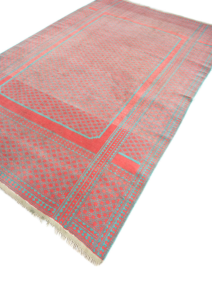 nayaab pink and purple wool flat weaves Rug - FloorShot