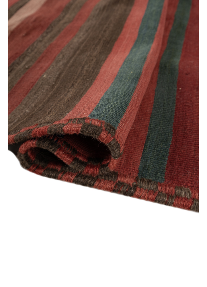 nayaab beige and brown wool flat weaves Rug - FloorShot