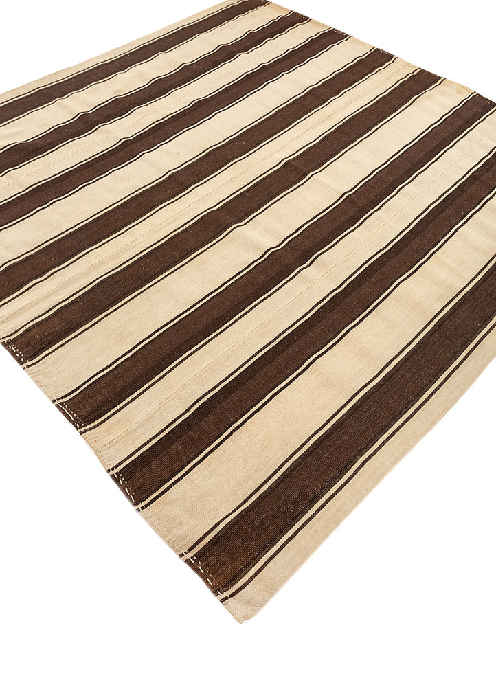 nayaab beige and brown wool flat weaves Rug - FloorShot