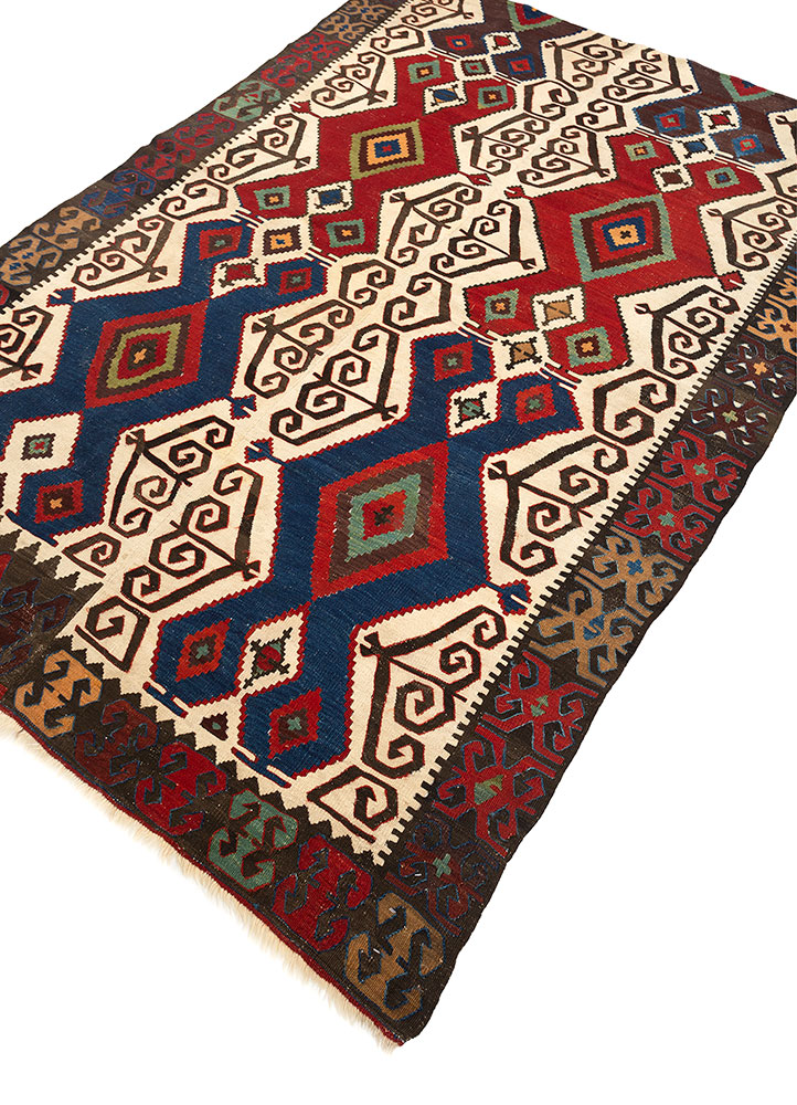 nayaab blue wool flat weaves Rug - FloorShot