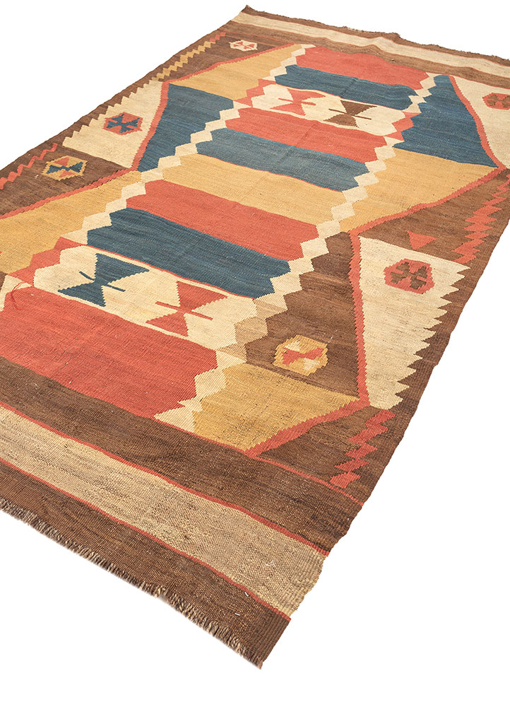 nayaab red and orange wool flat weaves Rug - FloorShot