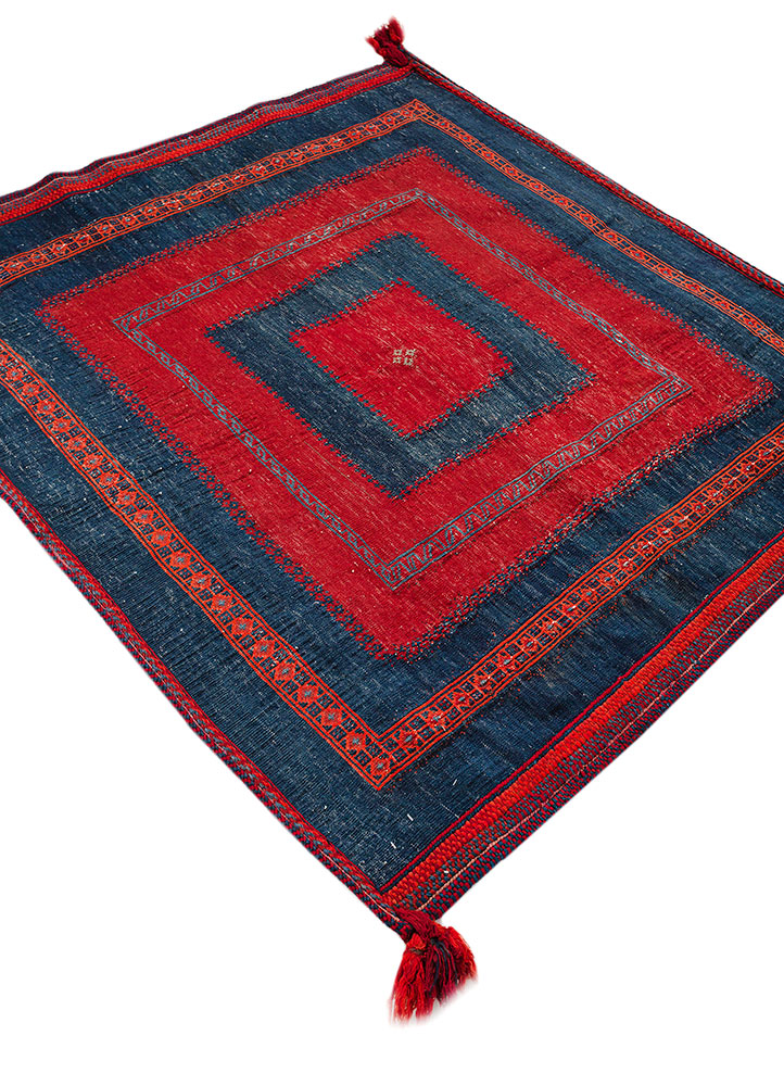 nayaab blue wool flat weaves Rug - FloorShot