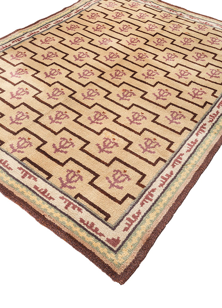 nayaab beige and brown wool flat weaves Rug - FloorShot
