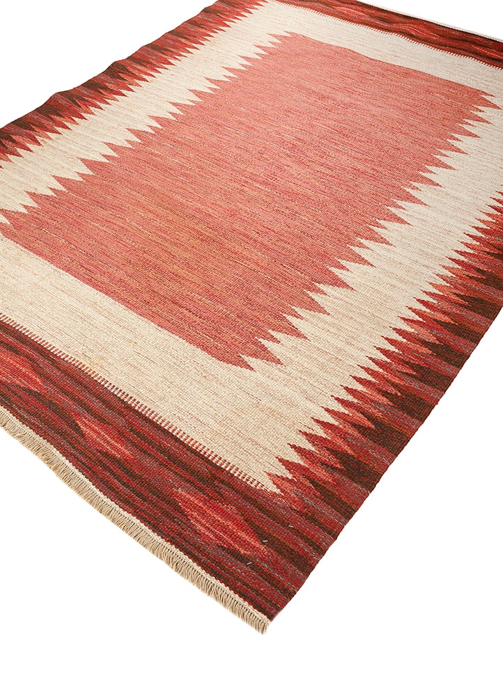 nayaab red and orange wool flat weaves Rug - FloorShot