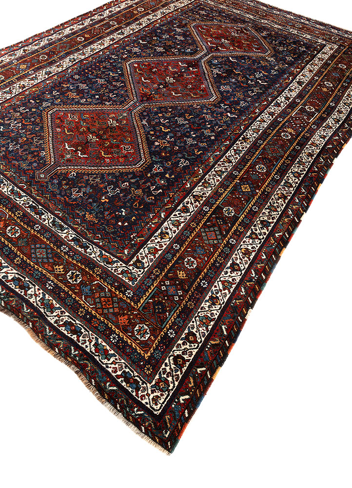 aalam blue wool hand knotted Rug - FloorShot