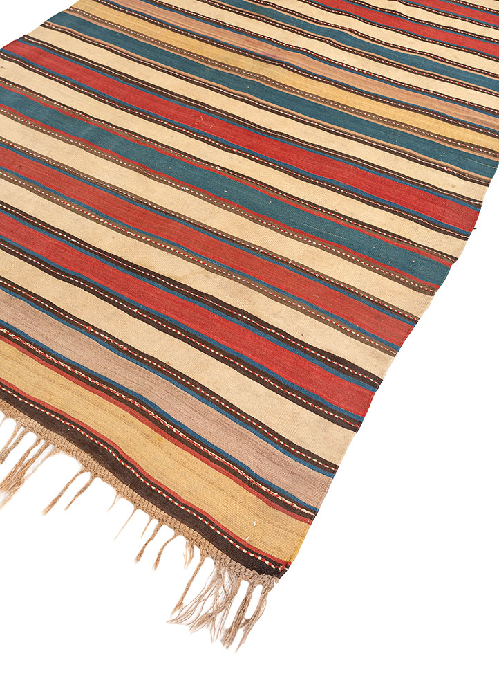 nayaab red and orange wool flat weaves Rug - FloorShot
