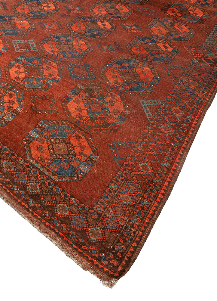 kiaan red and orange wool hand knotted Rug - FloorShot