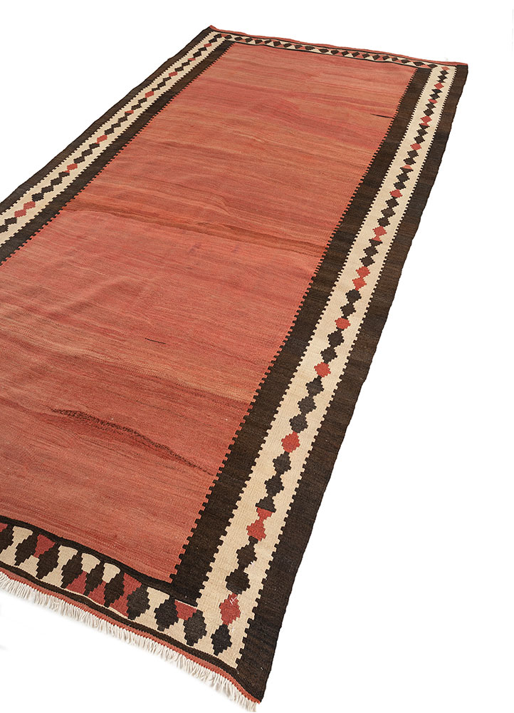 nayaab beige and brown wool flat weaves Rug - FloorShot