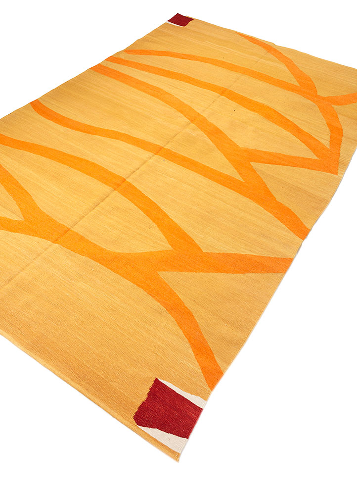 nayaab gold wool flat weaves Rug - FloorShot