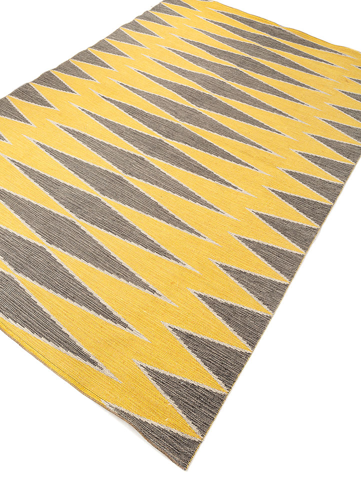 nayaab gold wool flat weaves Rug - FloorShot