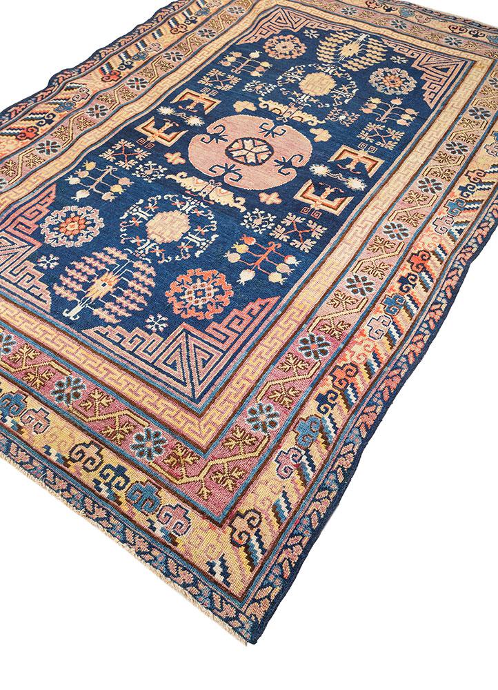 aalam blue wool hand knotted Rug - FloorShot