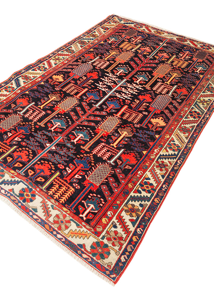 aalam grey and black wool hand knotted Rug - FloorShot