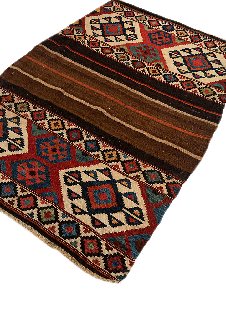 nayaab pink and purple wool flat weaves Rug - FloorShot