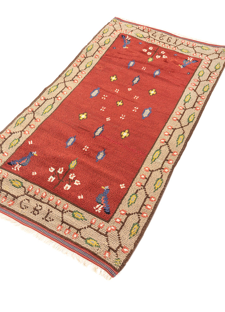 nayaab red and orange wool flat weaves Rug - FloorShot
