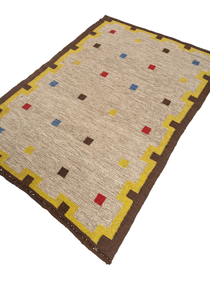 nayaab grey and black wool flat weaves Rug - FloorShot