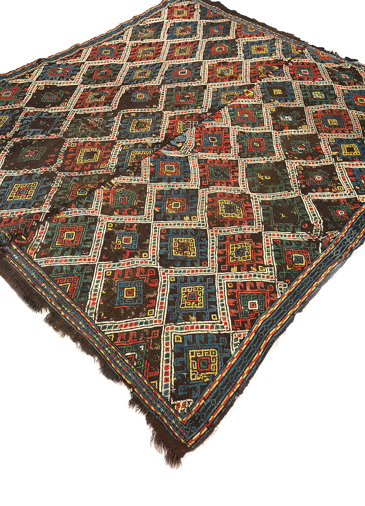 nayaab beige and brown wool flat weaves Rug - FloorShot
