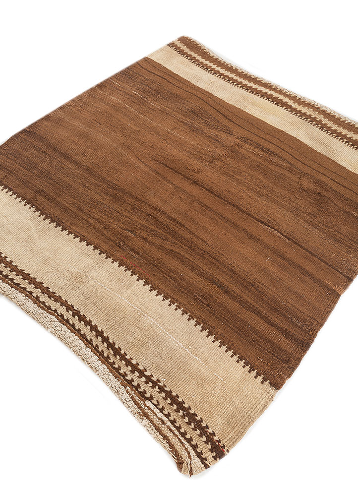 nayaab beige and brown wool flat weaves Rug - FloorShot