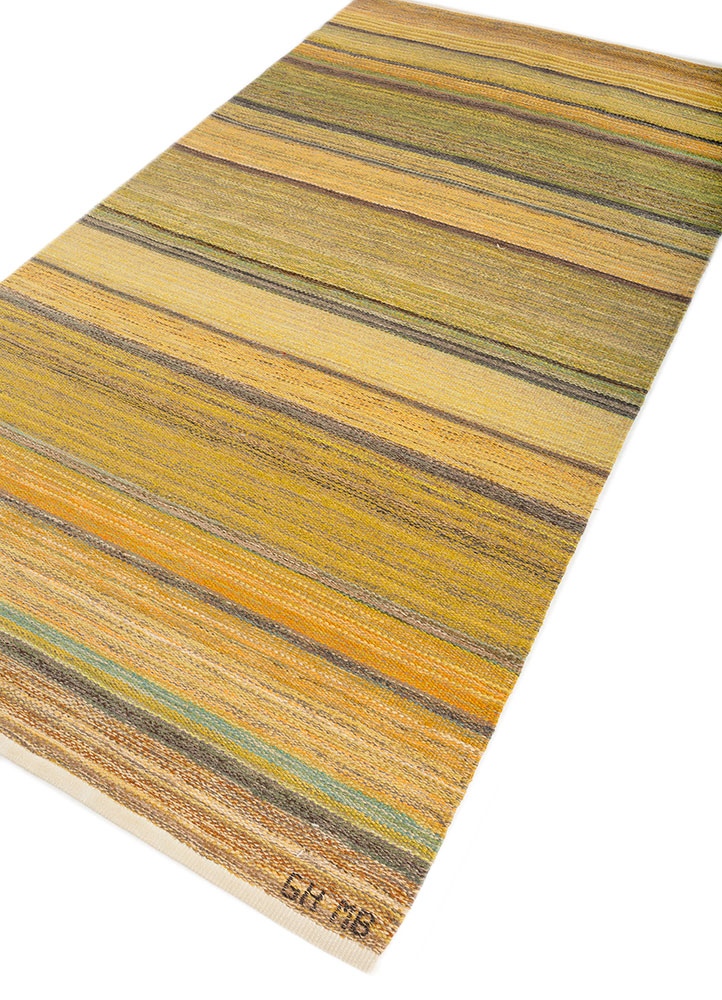 nayaab gold wool flat weaves Rug - FloorShot