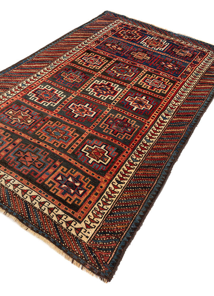 nayaab red and orange wool flat weaves Rug - FloorShot