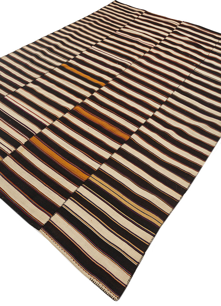 nayaab grey and black wool flat weaves Rug - FloorShot