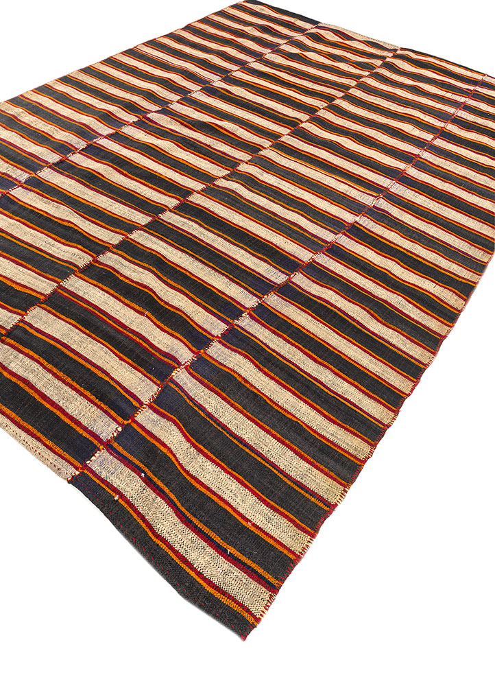 nayaab red and orange wool flat weaves Rug - FloorShot