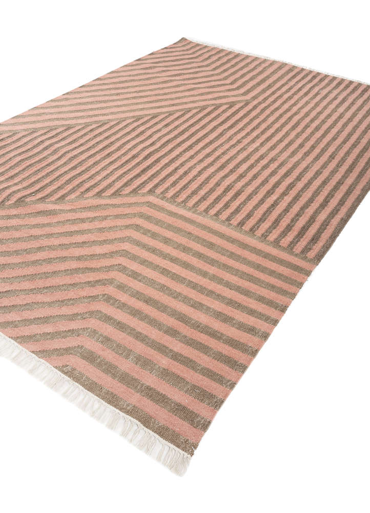 checkers red and orange wool flat weaves Rug - FloorShot