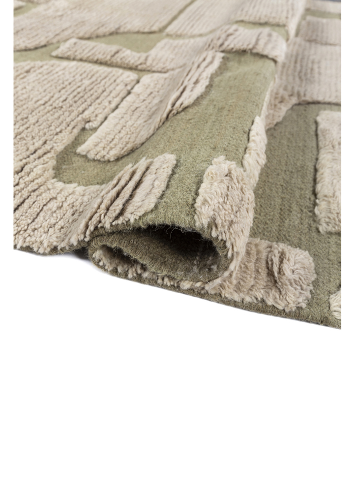 indusbar green wool flat weaves Rug - FloorShot